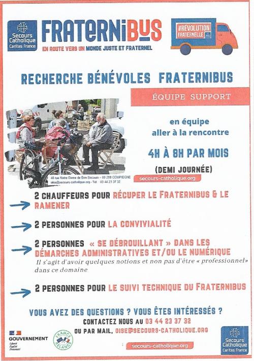 Le Fraterni-Bus du Secours Catholique de l'Oise est à la recherche de bénévoles